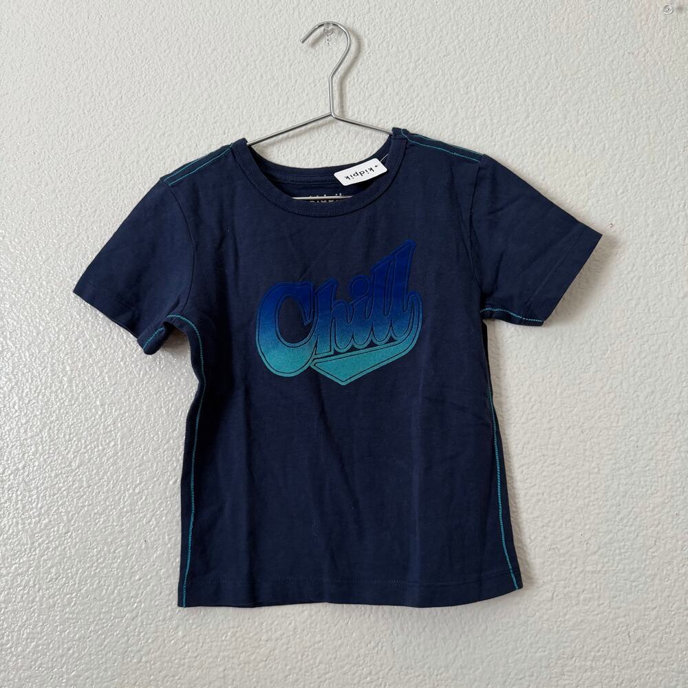 Kidpik flocked graphic ombré Chill short sleeve tee navy blue